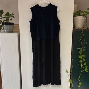 Sea Black Sheath Midi Dress Mock Neck Sleeveless